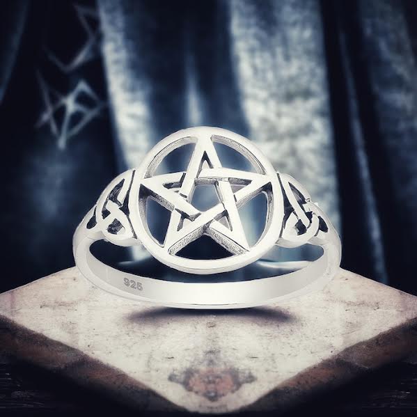 Celtic pentagram sterling silver ring