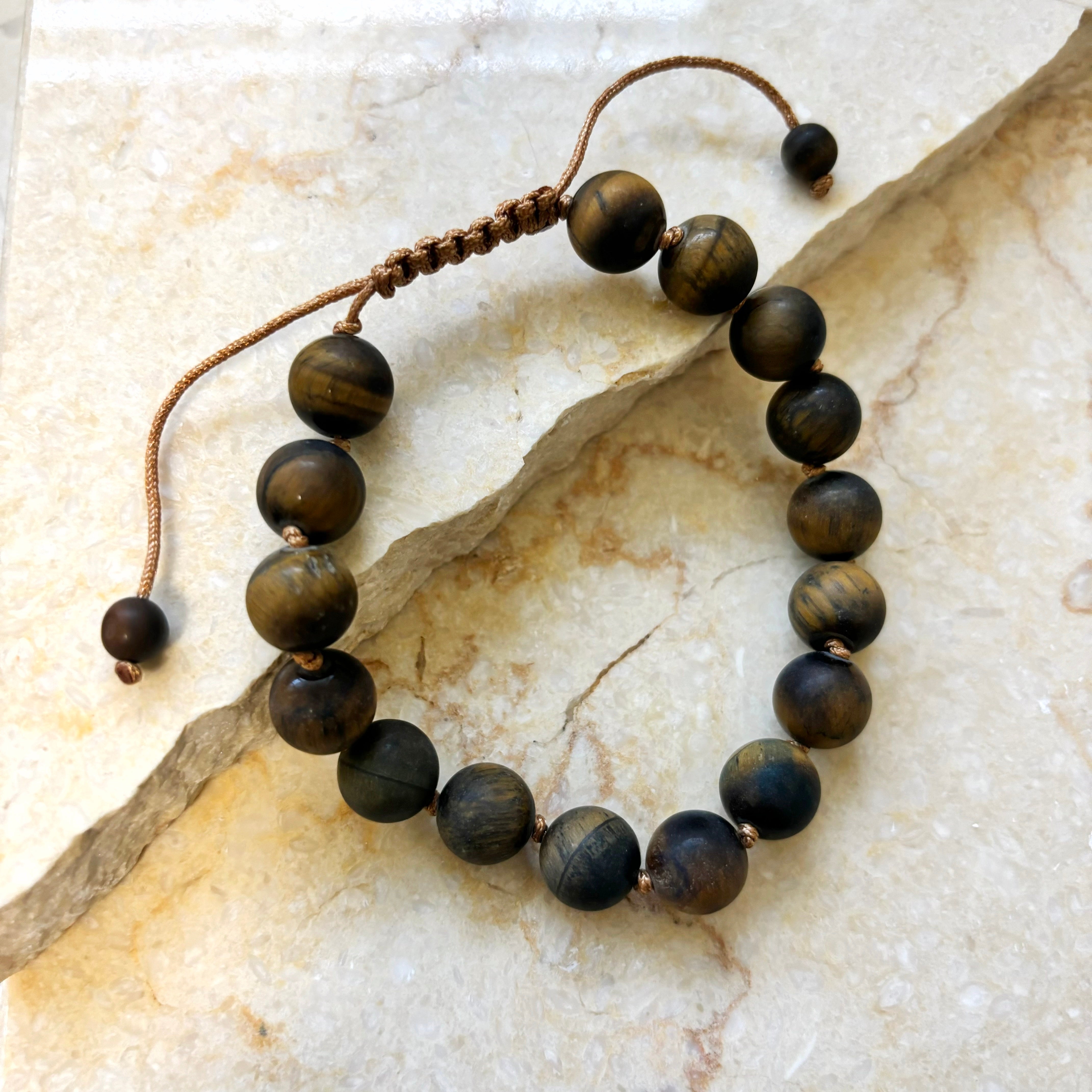 Tiger's Eye Adjustable Unisex Bracelet 10mm suitable for larger wrists