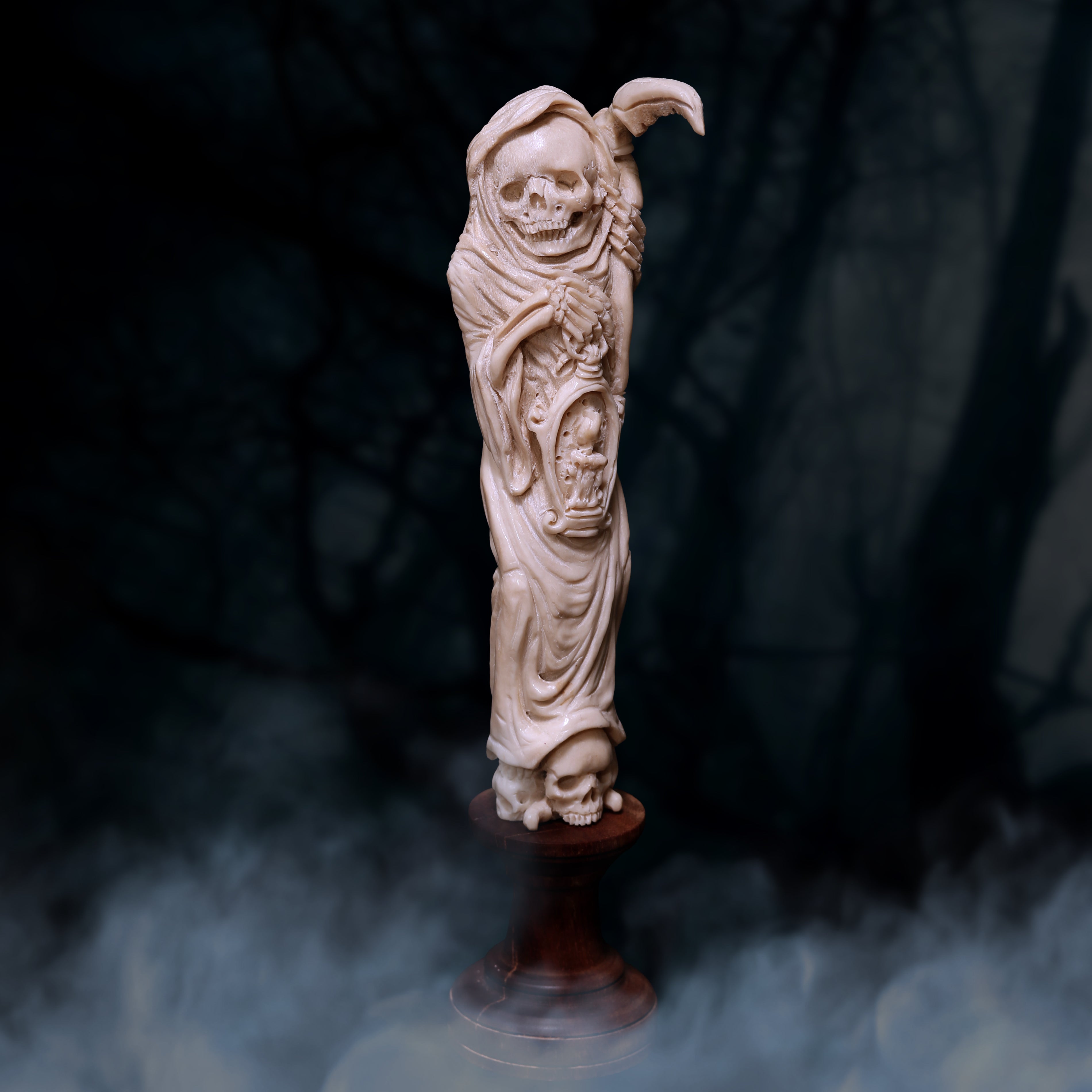 Vintage Grim reaper femur bone carving one of a kind