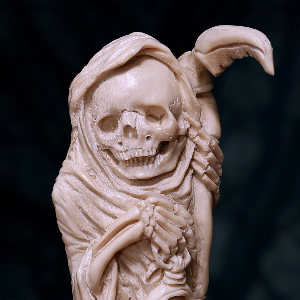 Vintage Grim reaper femur bone carving one of a kind