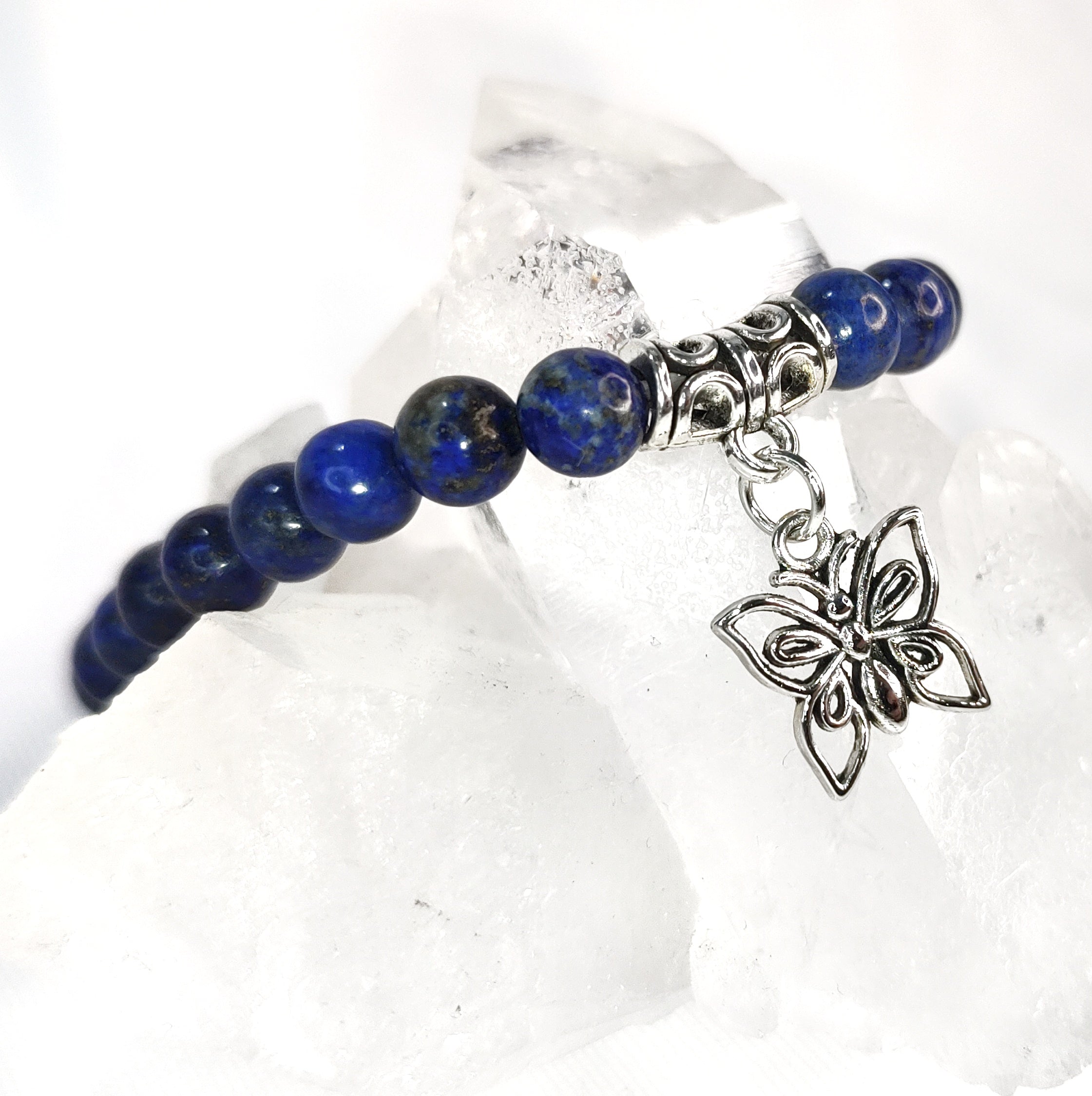 Butterfly Charm Crystal Bracelets - 6mm Crystal Variety