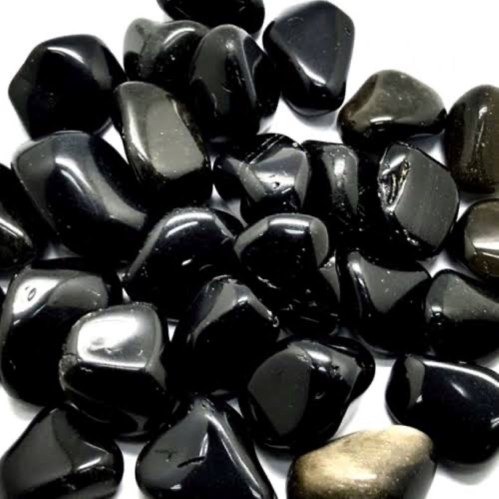 Black obsidian tumble stone