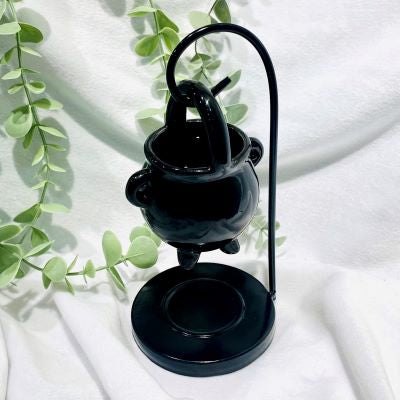 Ceramic hanging cauldron oil burner with stand 17cm Decor The Crystal and Wellness Warehouse 